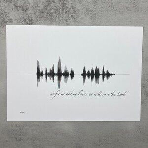 NEW As For Me Soundwave Wall Art Print 5x7in Black White Christian Scripture